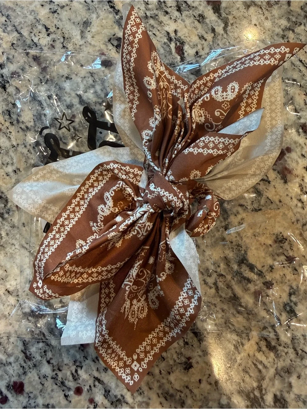 Stylish coffee and Paisley print clip bow new